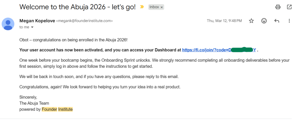 fintel suite founders institute acceptance